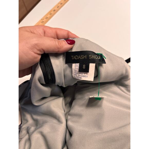 Tadashi Shoji Leopard Print Ruched Front Square Neckline Sheath Dress Size 8 - Picture 4 of 10